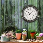 18" Outdoor Atomic Wall Clock with Thermometer and Hygrometer