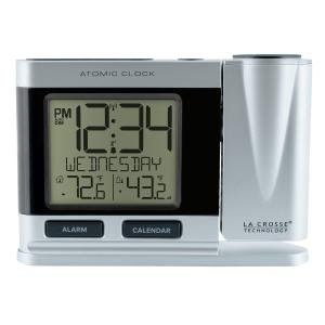 Silver Atomic Projection Alarm Clock with Temp Display