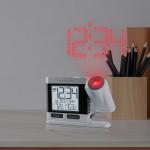Silver Atomic Projection Alarm Clock with Temp Display