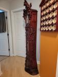 Hand-Carved Antique Wooden Grandfather Clock