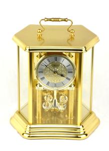 Hermle Quartz Brass and Glass Mantel Clock