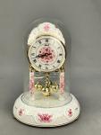 Pink Floral Porcelain Quartz Dome Clock 9.75”