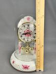 Pink Floral Porcelain Quartz Dome Clock 9.75”
