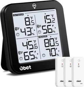 Wireless Indoor Outdoor Thermometer with 3 Sensors
