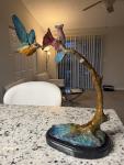 Colorful Bronze Hummingbird Sculpture in Flight