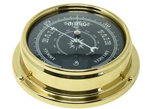 Solid Brass Analog Barometer with Black Dial