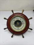 ATCO Ships Wheel Weather Barometer in Wood & Brass