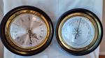 Black & Brass Nautical Wall Clock and Barometer Set