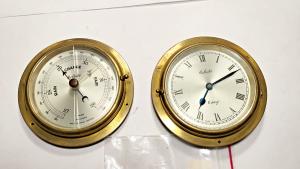 Vintage Celeste Barometer and Clock Combo