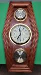 Wooden Weather Station with Clock and Thermometer