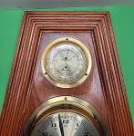 Wooden Weather Station with Clock and Thermometer