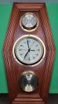 Wooden Weather Station with Clock and Thermometer