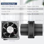 WDERAIR 4 Inch 12V Duct Booster Fan