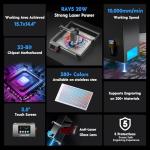 RAY5 20W Laser Engraver for Wood, Leather, Acrylic