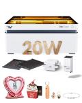 WECREAT Vision 20W(20,000mW) Laser Engraver, 4-in-1 Desktop Diode Laser Engraver and Cutter Machine with Smart Camera, Auto-Lifting Enclosure, Air Assist and Laser Bed for Wood Acrylic Metal