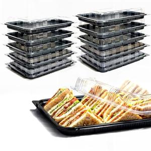 Reusable Plastic Sandwich Platter Trays with Lids