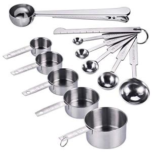 JIZZU 12-Piece Stainless Steel Measuring Spoon & Cup Set