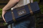 Blue Waxed Canvas Chef Knife Roll with 15 Slots