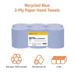 Blue Centrefeed Wiping Paper Rolls - 6 Pack