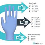 Unigloves Blue Pearl Nitrile Exam Gloves, Small 100ct
