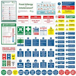 68-Piece Kitchen Safety Signs Set - Vinyl Stickers