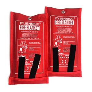Fiberglass Fire Blanket with Cotton Tapes, 2 Pack