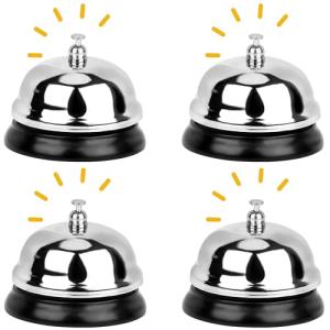 4 Pack Metal Service Bells for Reception & Counter
