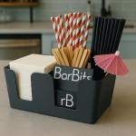 BarBits Black Bar Caddy for Napkins and Straws