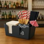 BarBits Black Bar Caddy for Napkins and Straws