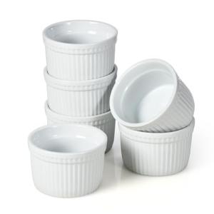 WishDeco Set of 6 White Ceramic Ramekins