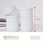 WishDeco Set of 6 White Ceramic Ramekins