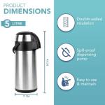 HEFTMAN 5L Stainless Steel Thermal Coffee Carafe