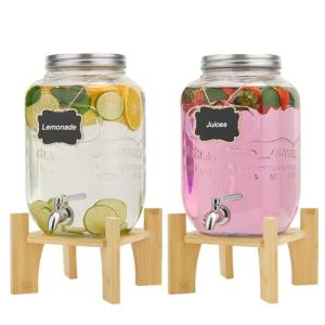 Set of 2 Glass Drink Dispensers with Taps