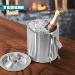 Stainless Steel Ice Bucket with Lid & Tongs