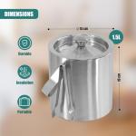 Stainless Steel Ice Bucket with Lid & Tongs