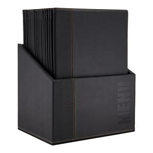 Black Faux Leather A4 Menu Holders with Box