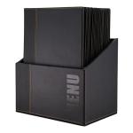 Black Faux Leather A4 Menu Holders with Box