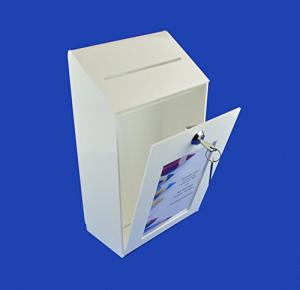 Lockable White Acrylic Suggestion Collection Box