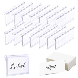 50 Clear Plastic Label Holders for Bins