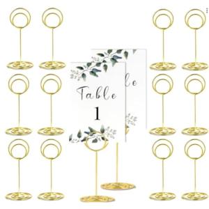 Gold Steel Table Number Holders - 14 Pack