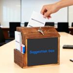 Lockable Wooden Suggestion Box with Blackboard and Accessories