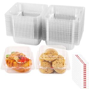 100 Pcs Clear Cake Slice Boxes with Stickers