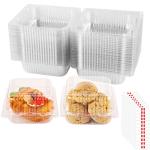 100 Pcs Clear Cake Slice Boxes with Stickers
