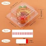 100 Pcs Clear Cake Slice Boxes with Stickers
