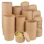 100 Pack Kraft Soup Containers with Lids
