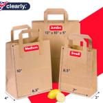 50 Small Brown Kraft Paper Bags with Handles