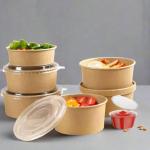 26oz Kraft Paper Salad Bowls with Lids, 50 Sets