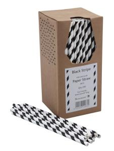 Black & White Striped Paper Straws - 250 Pack