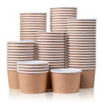 100-Pack Kraft Brown Paper Ice Cream & Soup Bowls