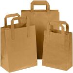 Small Brown Paper Bags with Handles - 50 Pack